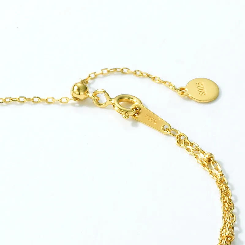 Simple Double-layer 925 Silver Plating 10K Yellow Bracelet For Women