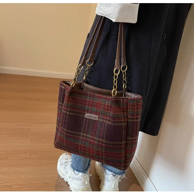 Fashion Personality Plaid Tote Bag For Women
