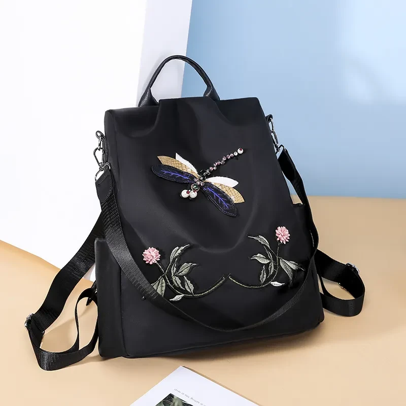Oxford cloth embroidered Dragonfly Travel Backpack