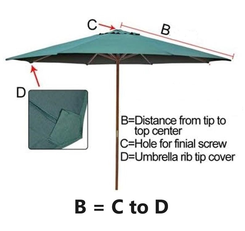 6-Arm 3M Parasol Replacement Cloth Round Garden Umbrella Cover