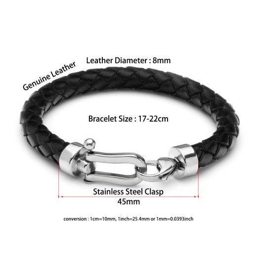 Stainless steel leather cord bracelet