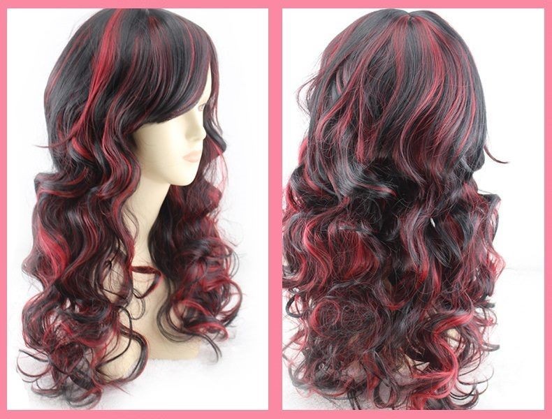 Long Wig (Black with Red)
