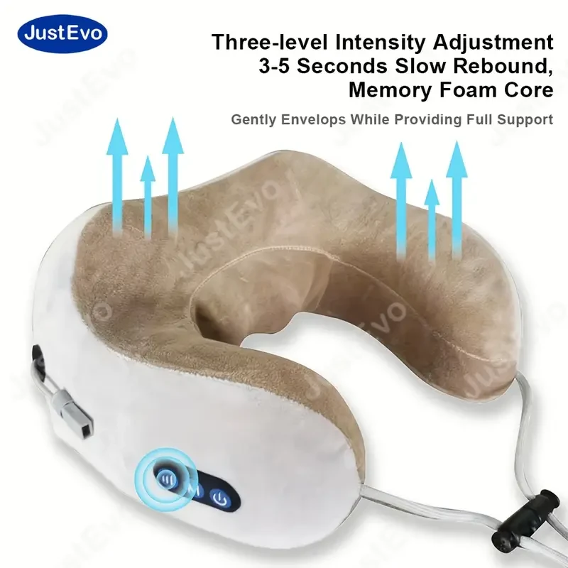 Electric U-Shaped Massage Pillow, Portable Neck and Cervical Spine Massager, Rechargeable Lithium Battery 800mAh, Battery-Powered, with Rechargeable Lithium Battery 800mAh for Neck Therapy and Relaxation, for Family Use