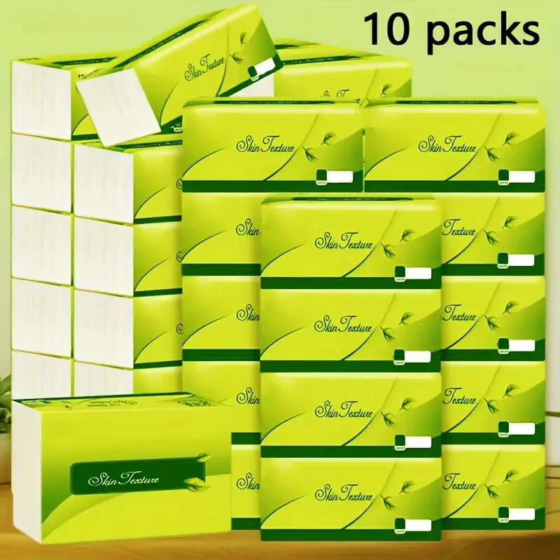 10pcs Facial Tissues - Ultra-Soft Premium 4-Ply, Gentle, Thickened, Dye-Free, Lint-Free, Single Sheets, Convenient, Space-Saving with Paper Material for Hotels, Food Trucks, Offices, Home Use