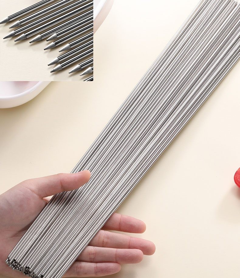 100pcs L 35cm Stainless Steel BBQ Skewers Round Roast Needle Stick Shish Kebab