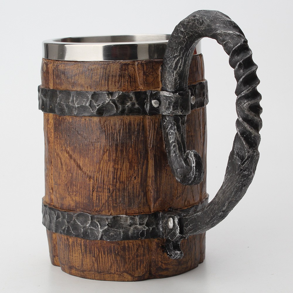Large Capacity Simulation Wood Cup Beer Steins