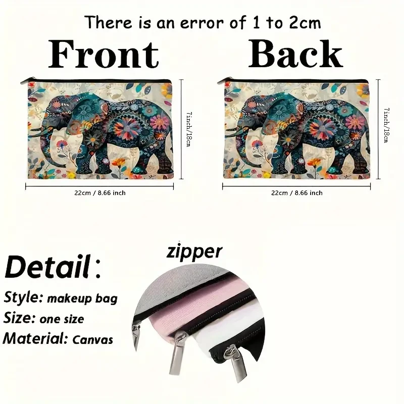 Chic Canvas Cosmetic Bag with Zipper  Stylish & Practical Travel Makeup Pouch & Toiletry Organizer for Women