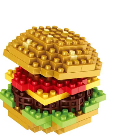 Mini Building Blocks Food Fast Food 3D Model Bricks DIY Burger Fries Wine Miniature Particle Puzzle Children Assembly Toy Gifts