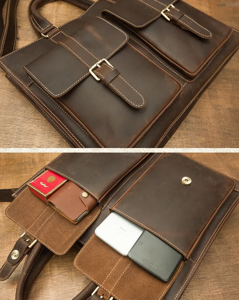 Handmade Vintage Leather Men's Briefcase