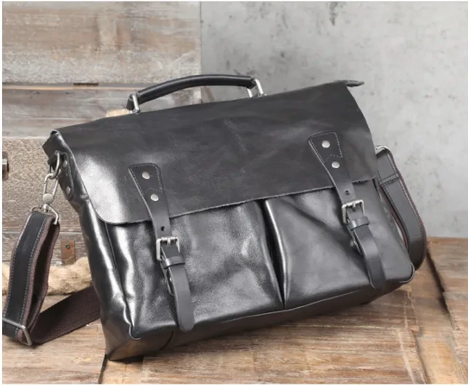 Men's First Layer Cowhide Briefcase Leather Handbag