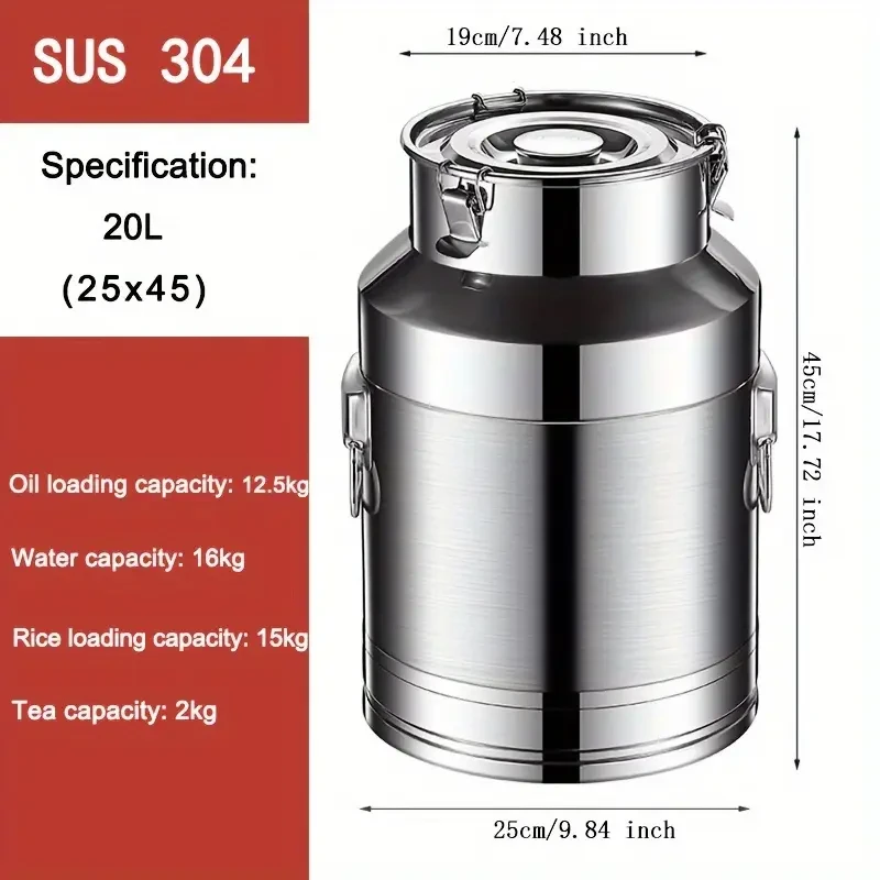Stainless Steel 304 Food-Grade Airtight Storage Container - Perfect for Oil, Milk, Tea & Wine | Leakproof, Reusable, Handwash Only