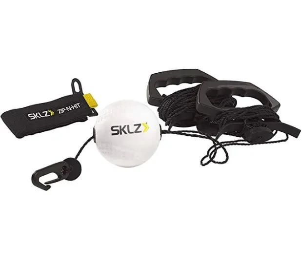 Drawstring baseball hit training device