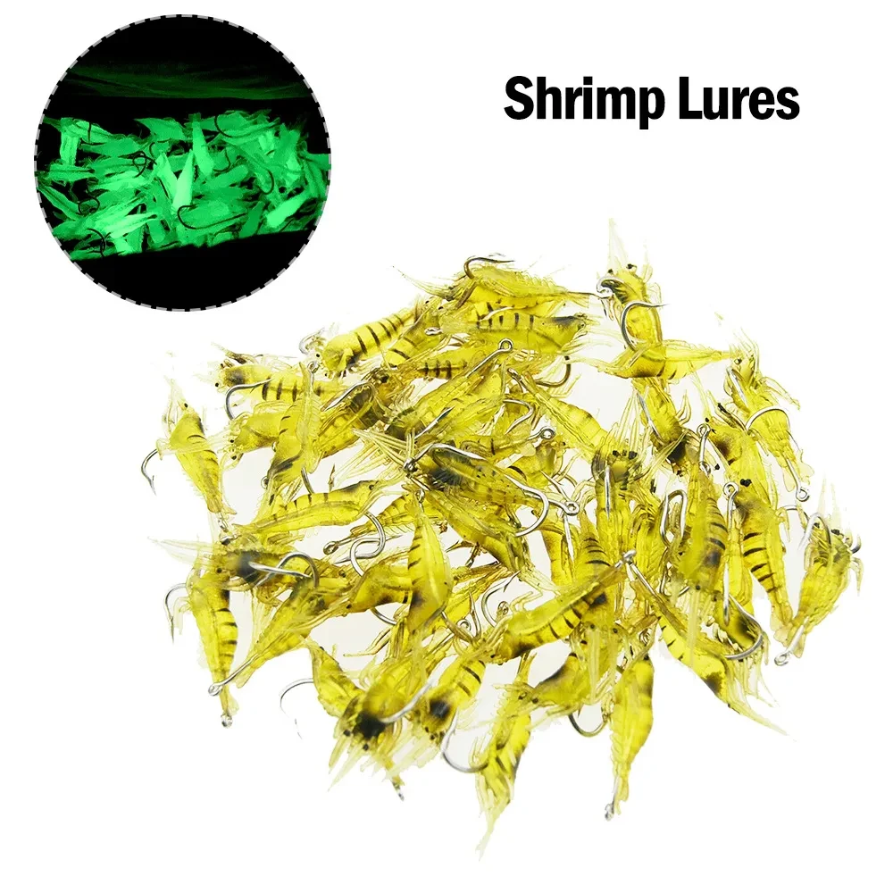 Yellow Stripe Luminous Soft Shrimp With Hook