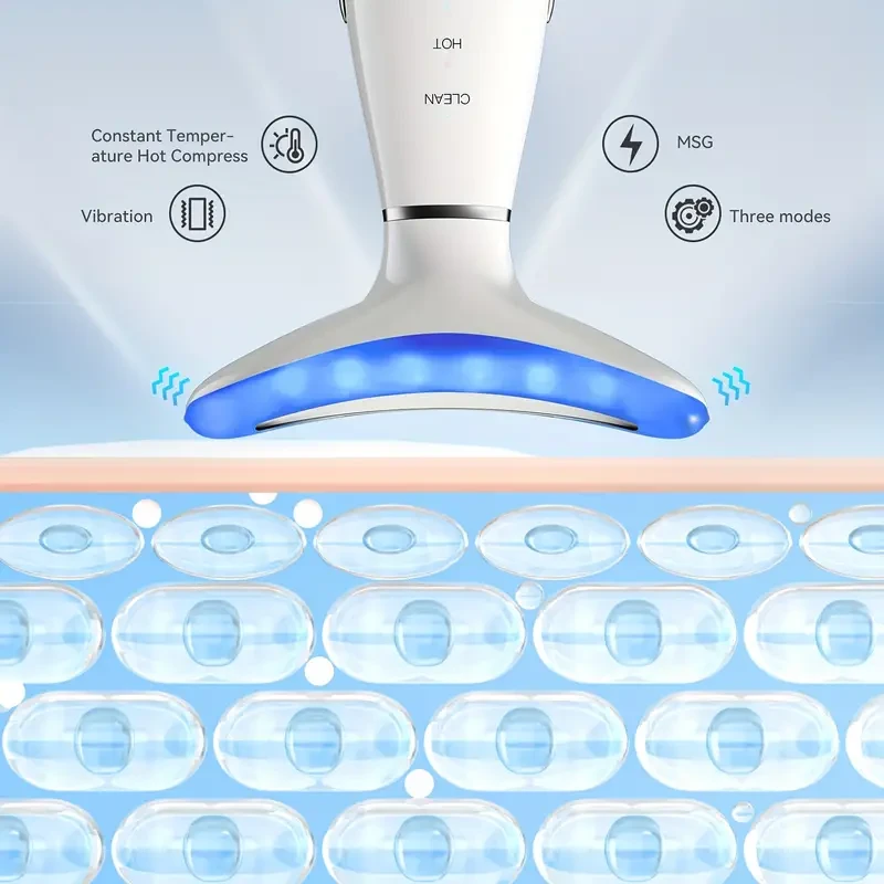 Rechargeable Facial & Neck Beauty Device - Vibration and Hot Compress