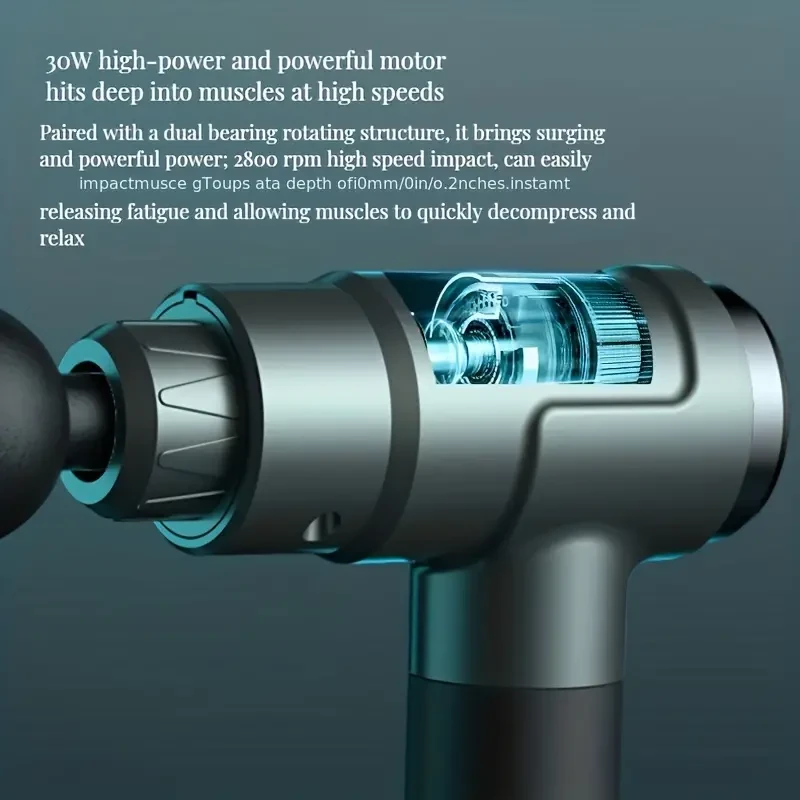 Professional Handheld Deep Tissue Massage Gun - 10 Heads, 12 Intensity Levels