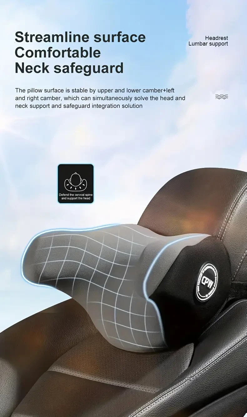 Ergonomic Memory Foam Car Headrest - Comfortable Neck Support Pillow for All Seasons, Breathable & Fit, Storage & Organization for Home & Garage