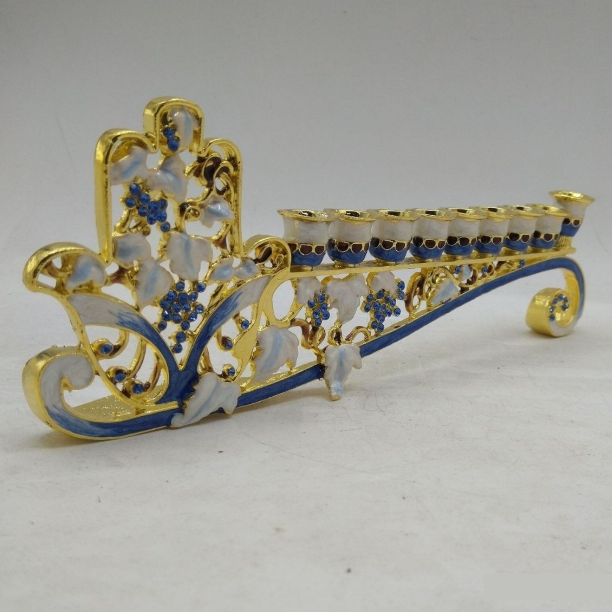 Vintage Holiday Diamond Metal Candlestick