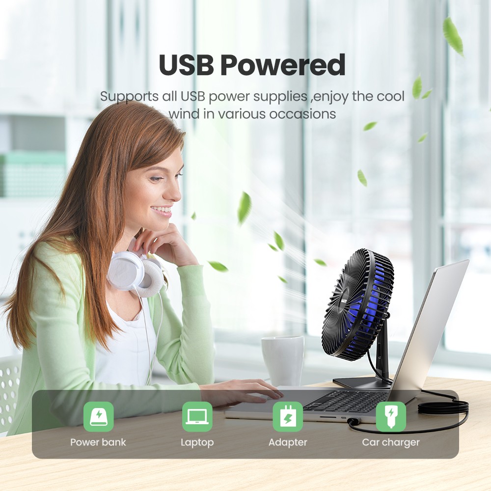 GAIATOP Desk Fan  Portable USB Fan with 4 Speeds and Ultra-Quiet Cooling