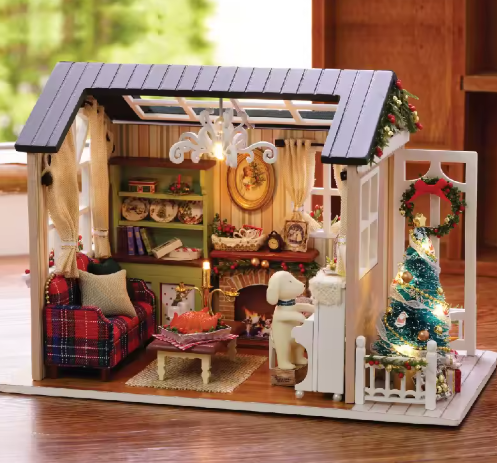 Magical Doll House Wooden Miniature DIY Assembly Building Model Kit Production of Small Room Toys Decorations with Furniture