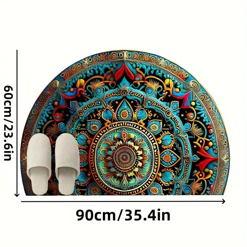 Vibrant Bohemian Mandala Semi-Circle Doormat