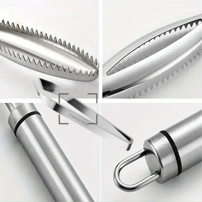 Stainless Steel Seafood Preparation Set  Fish Scale Scraper and Fish Bone Tweezers