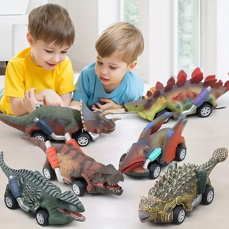 6-Pack Dinosaur Pull-Back Toy Cars Set