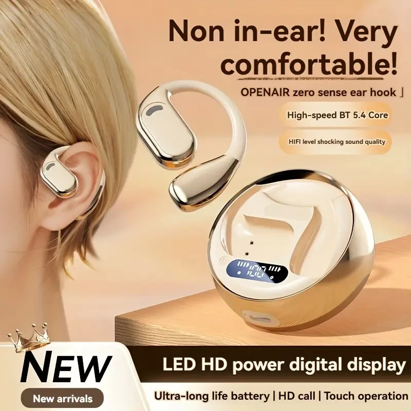 New earphones Burmester high-quality ear hook open OWS wireless earphones Ear Hook Wireless Earbuds - High-Speed BT 5.4 Core, HD Sound Quality, LED HD Display, Ultra-Long Battery Life, Touch Operation, Suitable for Adult Use