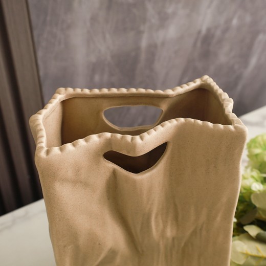 Modern Home Ceramic Paper Bag Vase Decoration
