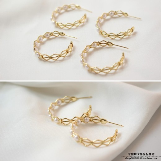 Spiral earrings gold C-shaped earrings