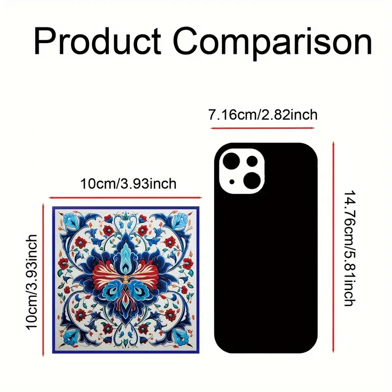 20pcs Elegant Blue & White Turkish Tile Stickers  Ocean-Inspired Design for Kitchens & Bathrooms