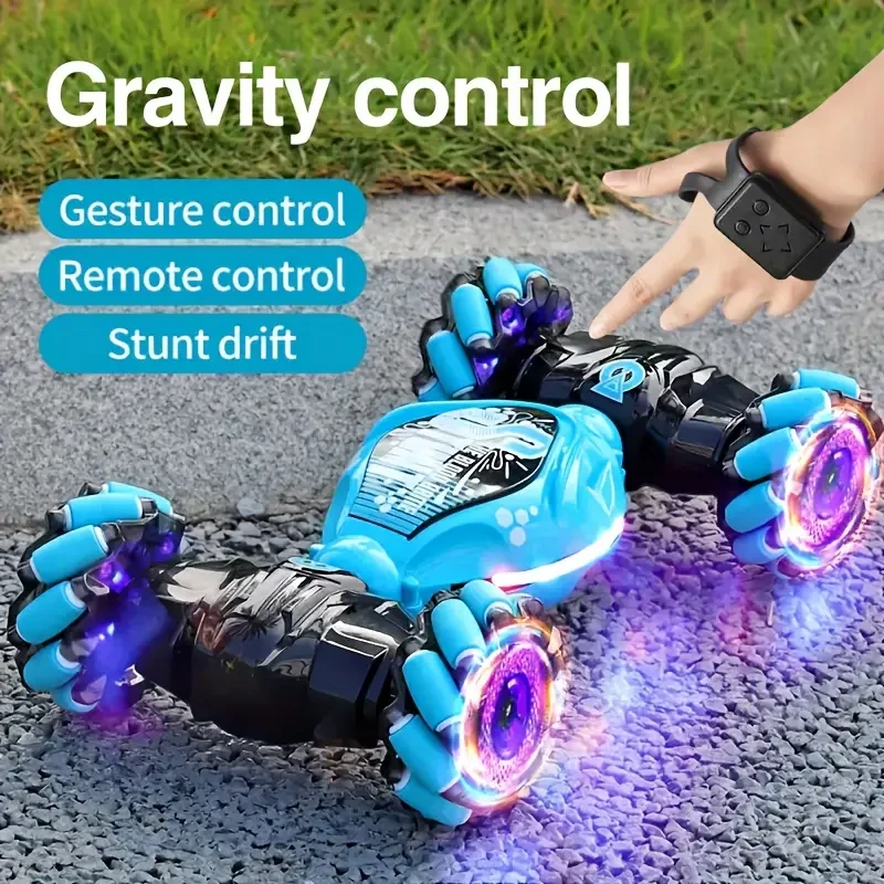 TurboDrift 4WD Gesture Controlled RC Car Dual-Side Rotating Off-Road Vehicle with LED Lights & Music