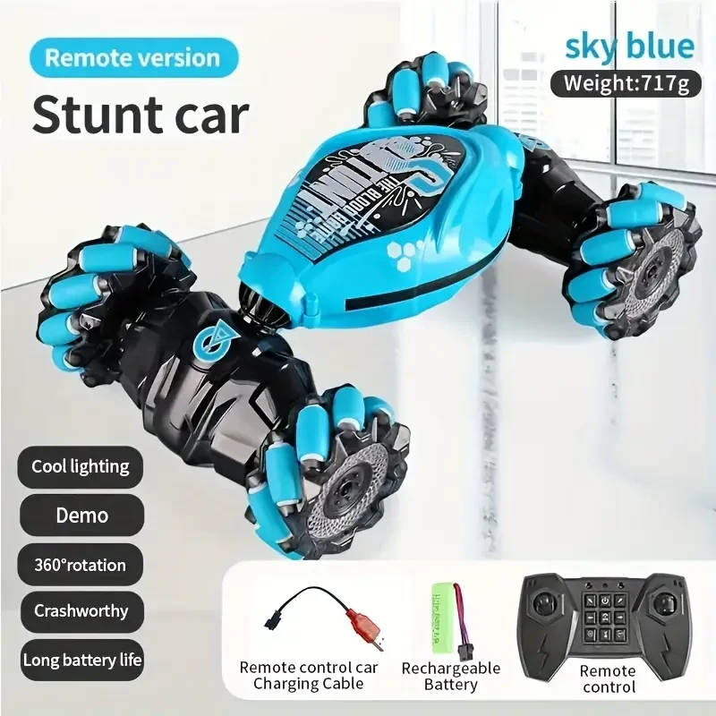 TurboDrift 4WD Gesture Controlled RC Car Dual-Side Rotating Off-Road Vehicle with LED Lights & Music