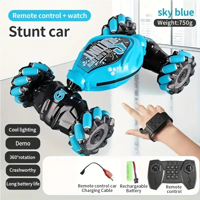 TurboDrift 4WD Gesture Controlled RC Car Dual-Side Rotating Off-Road Vehicle with LED Lights & Music