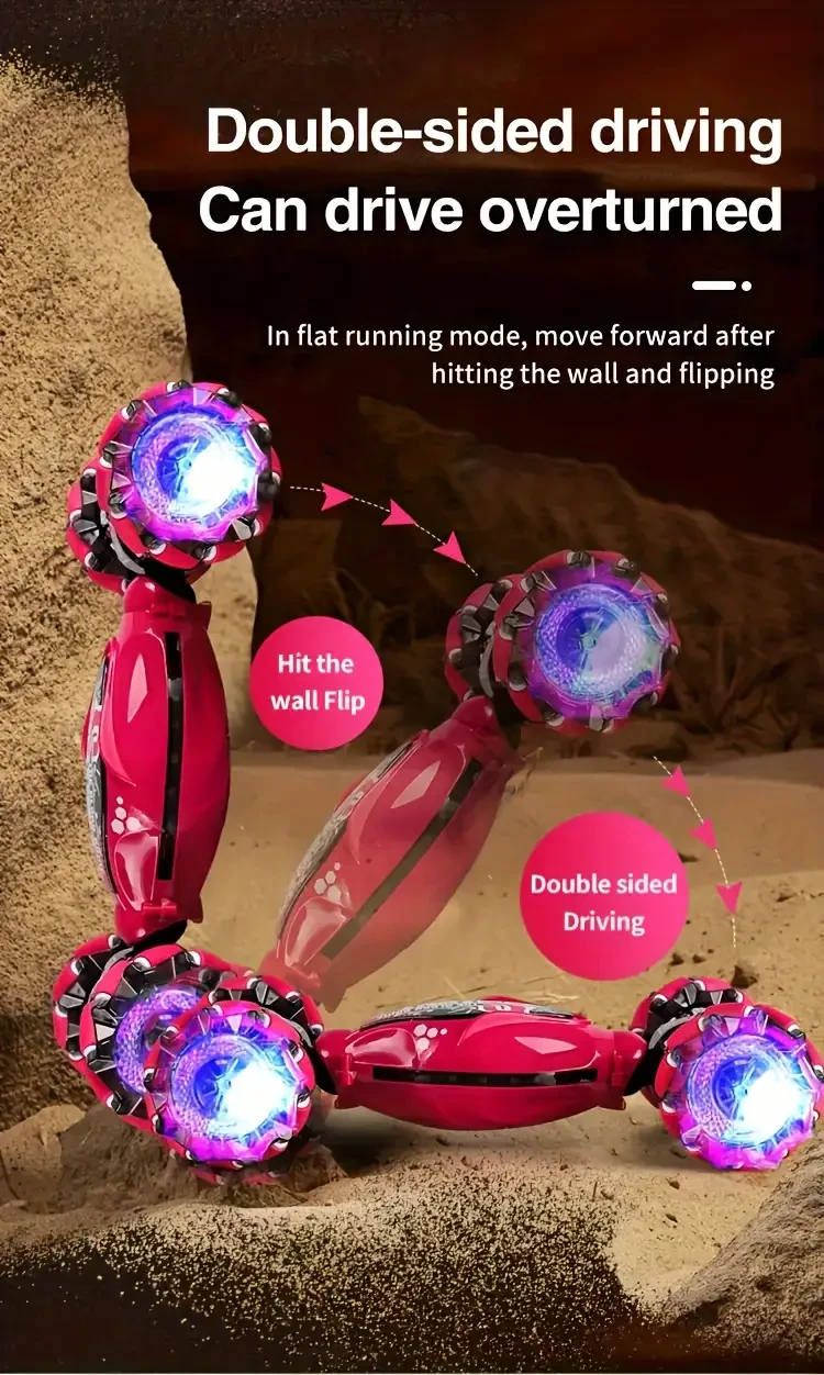 TurboDrift 4WD Gesture Controlled RC Car Dual-Side Rotating Off-Road Vehicle with LED Lights & Music