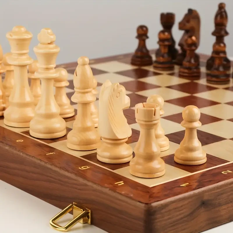 38.1cm X 38.1cm (15" X 15") Chess Solid Wood Large Premium Folding Set