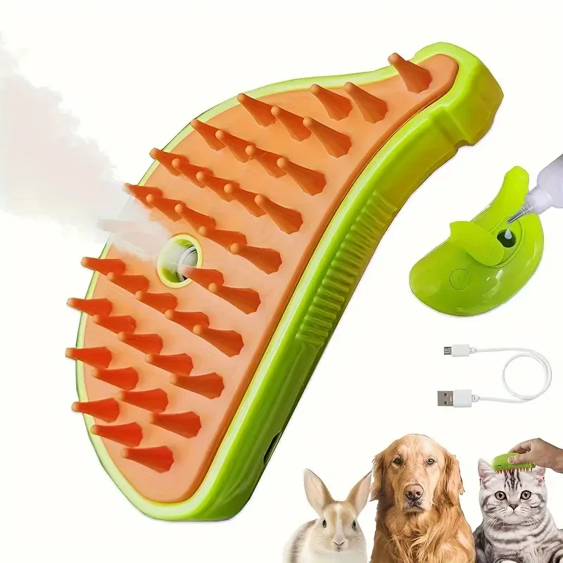 Self-Cleaning Steam Cat Brush  Pet Hair Removal Comb for Cats and Dogs