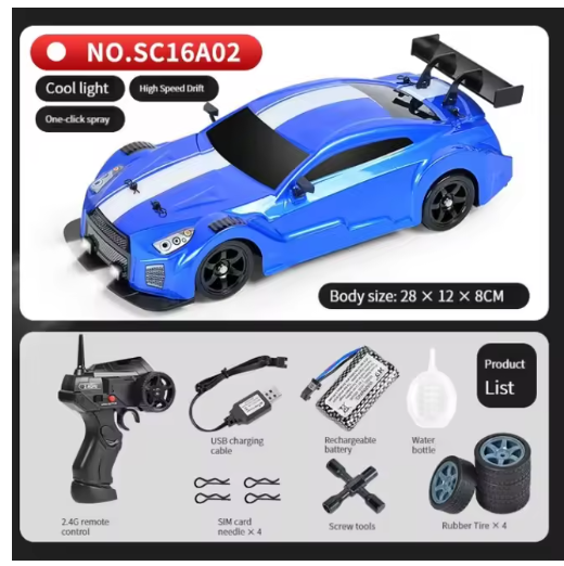 1/16 2.4G Racing Rc Cars Drift Car Mustang GTR Electric 4WD High Speed Remote Control Drift Toys for Children Gifts