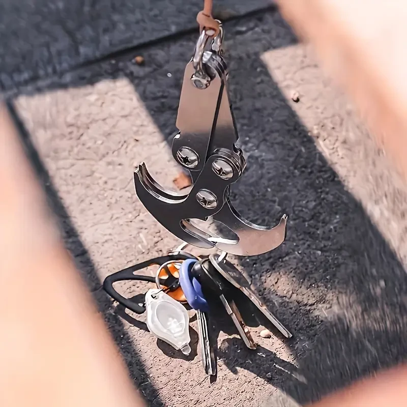 2pcs Stainless Steel Folding Grab Hook, Multifunctional Heavy-Duty Hook with 4 Claws