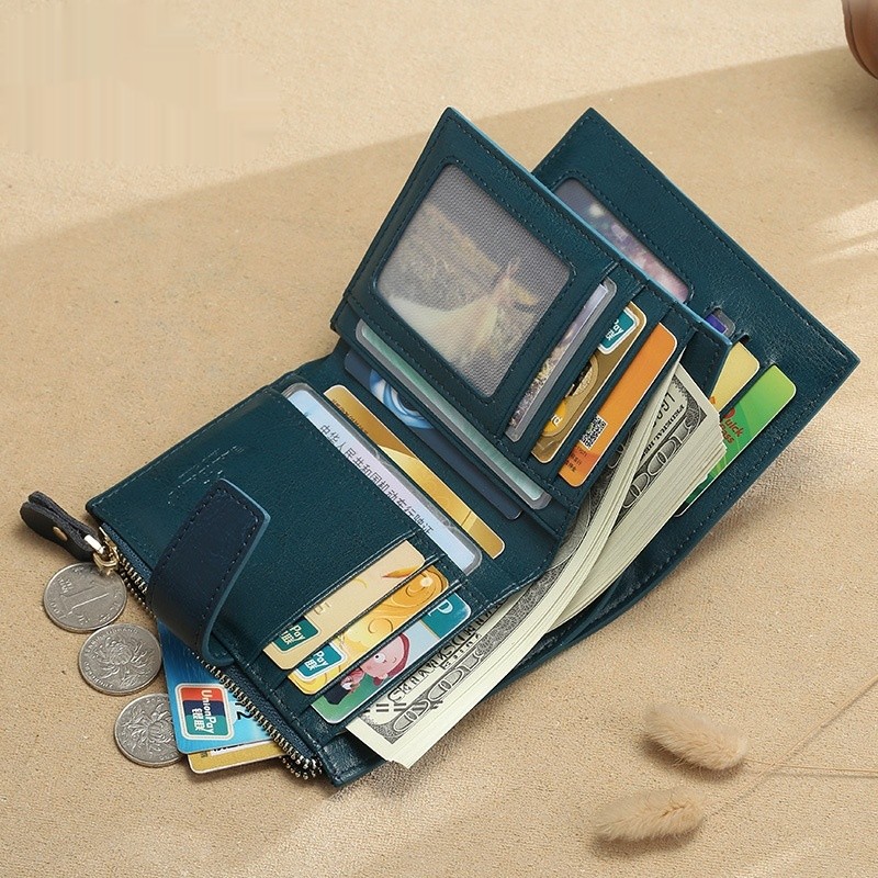 Ladies' RFID Anti-theft Swiping Zipper Hasp Multifunctional Coin Purse