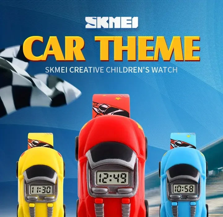 SKMEI Cartoon Car-Shaped Kids Digital Watch