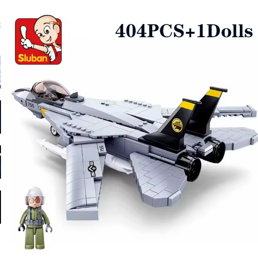 404PCS F14D Tomcat Fighter Model Bricks Military Series Carrier Based Fighter Weapon Figure Doll Building Blocks Kids DIY Toys