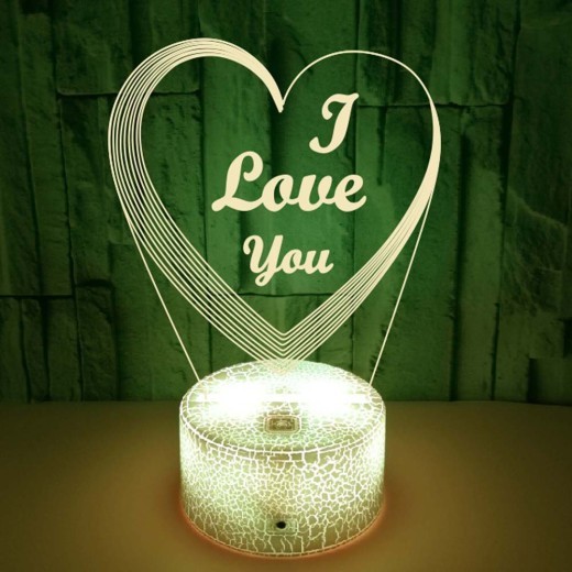 Valentine's Day Gift Colorful 3D Lamp Creative Touch