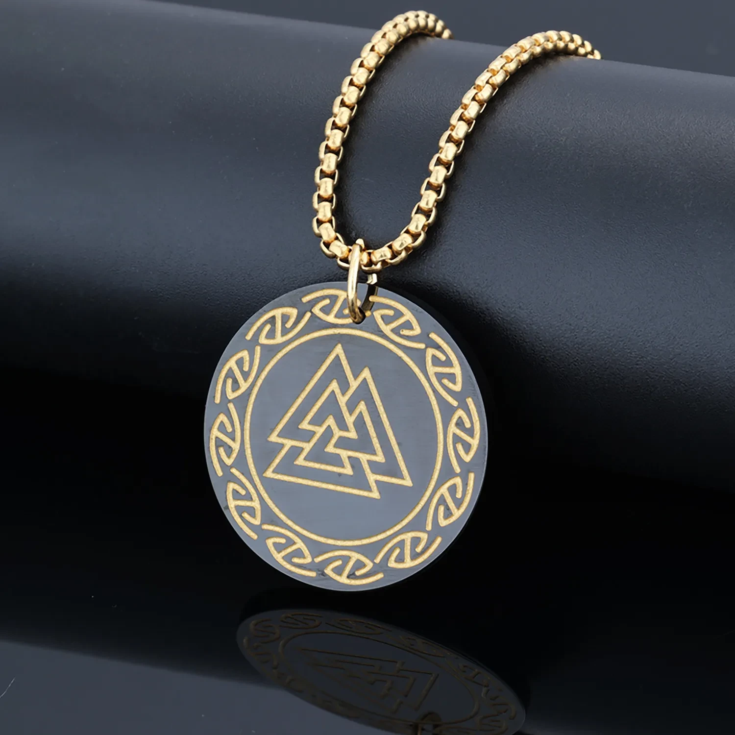 Retro Literary Viking Style Viking Rune Triangle Stainless Steel Hang Tag