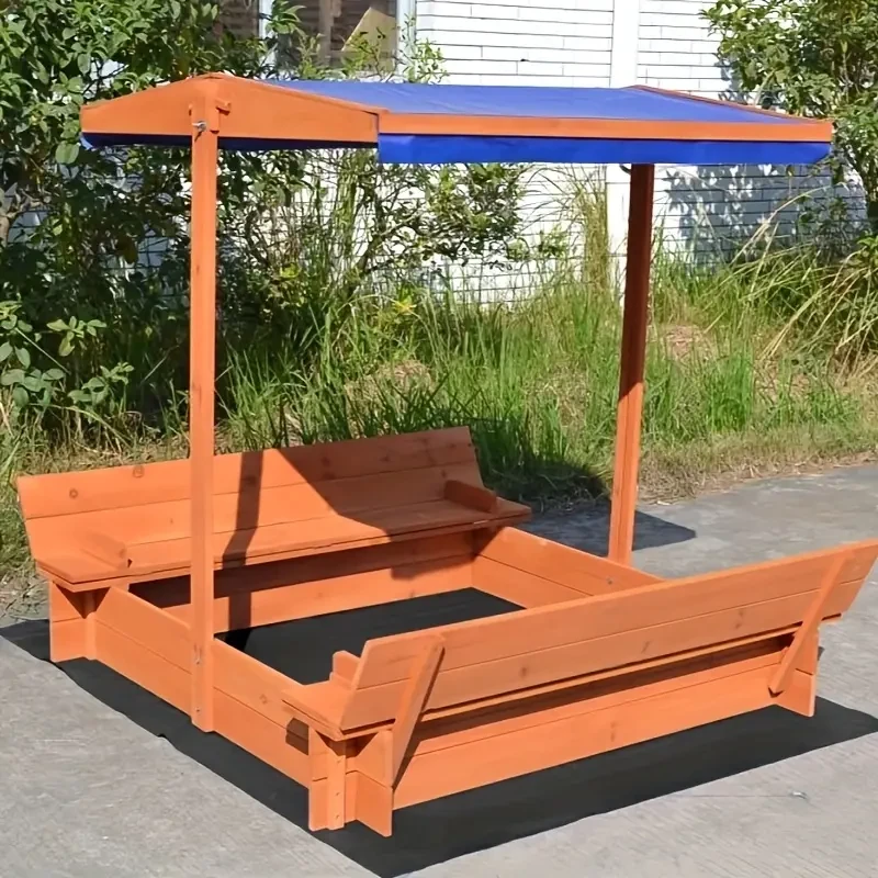 1pc Wooden Sandpit with Canopy