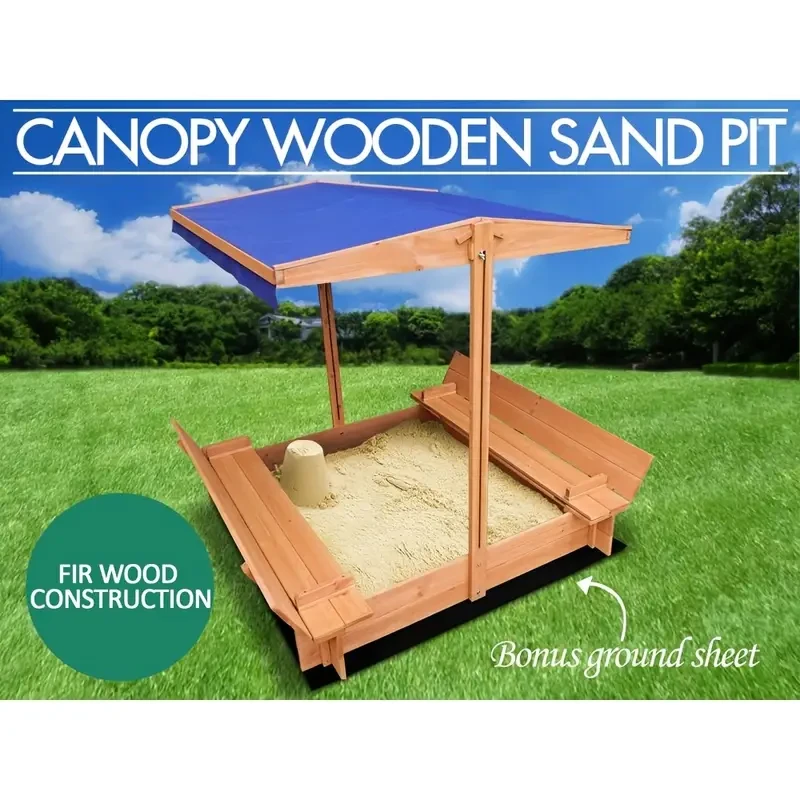 1pc Wooden Sandpit with Canopy