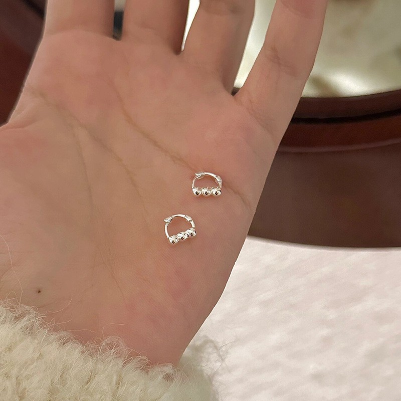 Real 925 Sterling Silver Small Geometric Heart Hoop Earrings
