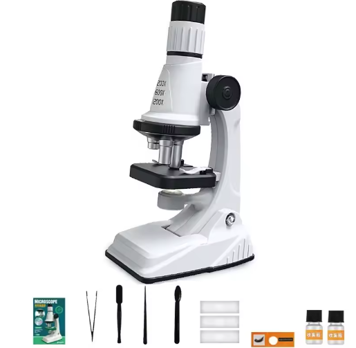 Children Microscope Kit 200x 600x 1200x Biological Science Stem Toy School Home Educational Pocket Microscope with LED Light
