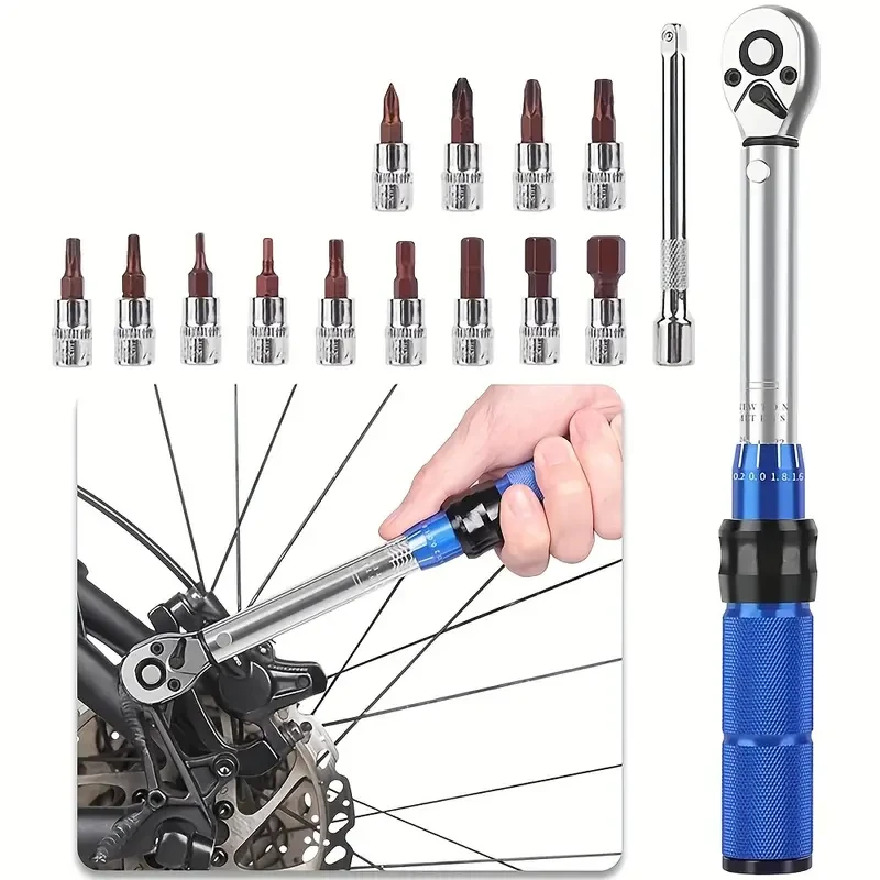 15-Piece Adjustable Torque Wrench Set, 2-24Nm