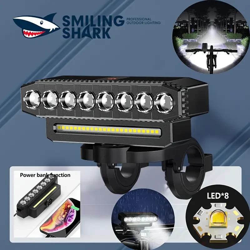 Smiling Shark 1pc Super Bright Rechargeable Bicycle Headlight