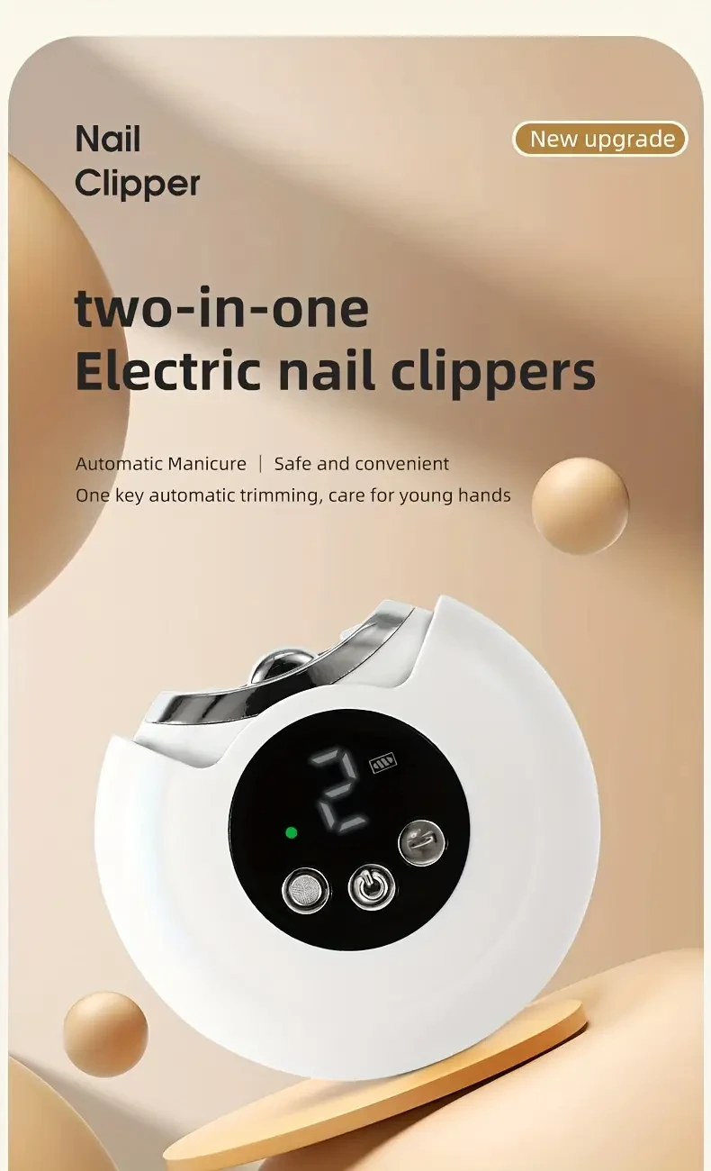 2-in-1 USB Rechargeable Electric Nail Clipper & Polisher